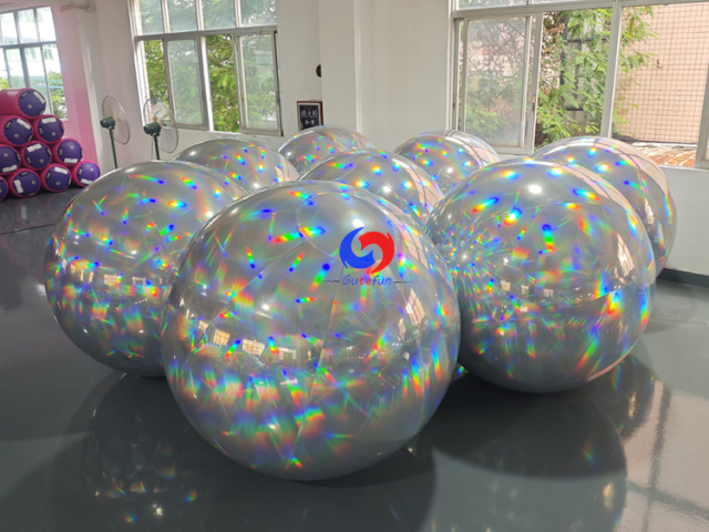 Giant inflatable holographic mirror balls, dazzling rainbow prism reflection effect