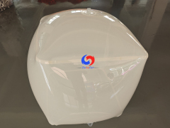 Matte frosted inflatable rounded cube with full‑surface subtle pearlescent iridescent tint