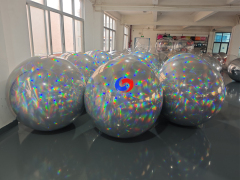 Giant inflatable holographic mirror balls, dazzling rainbow prism reflection effect