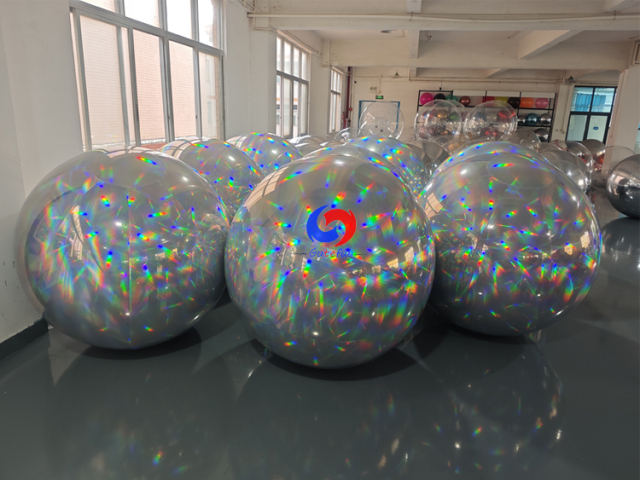 Giant inflatable holographic mirror balls, dazzling rainbow prism reflection effect