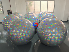 Giant inflatable holographic mirror balls, dazzling rainbow prism reflection effect