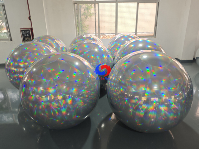 Giant inflatable holographic mirror balls, dazzling rainbow prism reflection effect