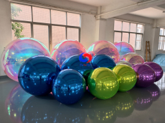 Multiple sizes high-reflective metallic inflatable mirror spheres (navy, green, purple,iridescent)