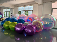 Multiple sizes high-reflective metallic inflatable mirror spheres (navy, green, purple,iridescent)