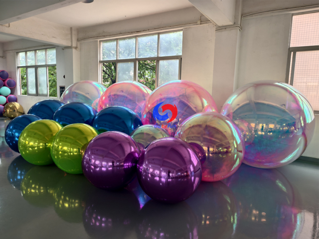 Multiple sizes high-reflective metallic inflatable mirror spheres (navy, green, purple,iridescent)