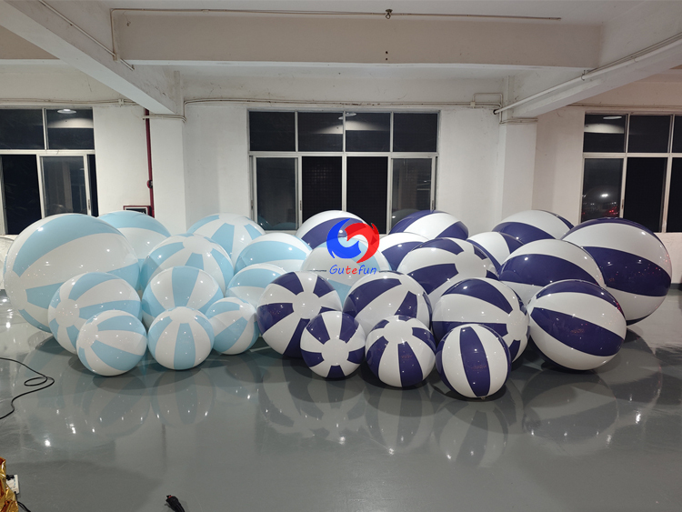 navy‑white & light‑blue‑white Inflatable Striped Beach Ball | Multi‑size Sets