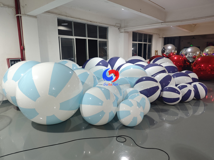 navy‑white & light‑blue‑white Inflatable Striped Beach Ball | Multi‑size Sets