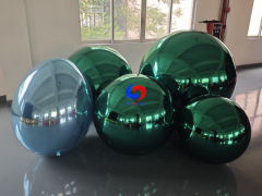 Reusable Multi‑size set Emerald green inflatable mirror spheres for commercial event decor