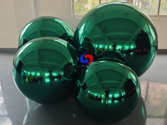 Reusable Multi‑size set Emerald green inflatable mirror spheres for commercial event decor