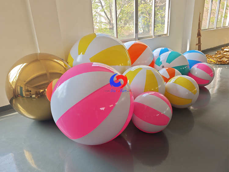 navy‑white & light‑blue‑white Inflatable Striped Beach Ball | Multi‑size Sets