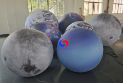 reusable for indoor & outdoor events Giant LED Inflatable Moon Ball | Soft Pale Lunar White Art Installation