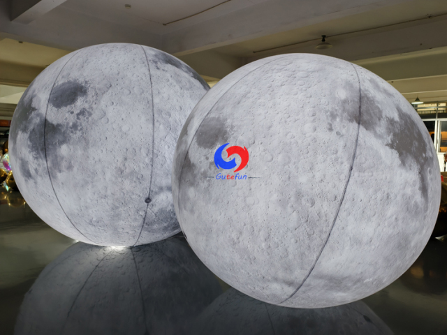 reusable for indoor & outdoor events Giant LED Inflatable Moon Ball | Soft Pale Lunar White Art Installation