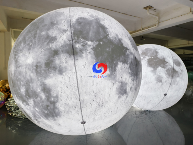 reusable for indoor & outdoor events Giant LED Inflatable Moon Ball | Soft Pale Lunar White Art Installation