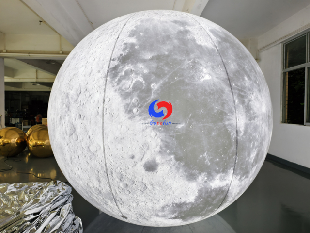 reusable for indoor & outdoor events Giant LED Inflatable Moon Ball | Soft Pale Lunar White Art Installation
