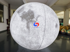 reusable for indoor & outdoor events Giant LED Inflatable Moon Ball | Soft Pale Lunar White Art Installation