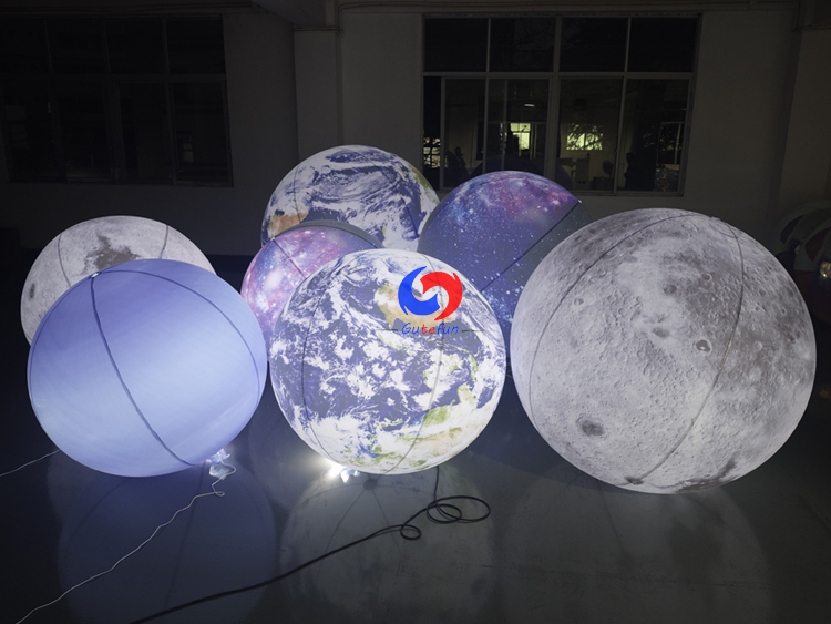reusable for indoor & outdoor events Giant LED Inflatable Moon Ball | Soft Pale Lunar White Art Installation