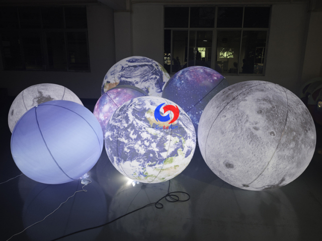 reusable for indoor & outdoor events Giant LED Inflatable Moon Ball | Soft Pale Lunar White Art Installation