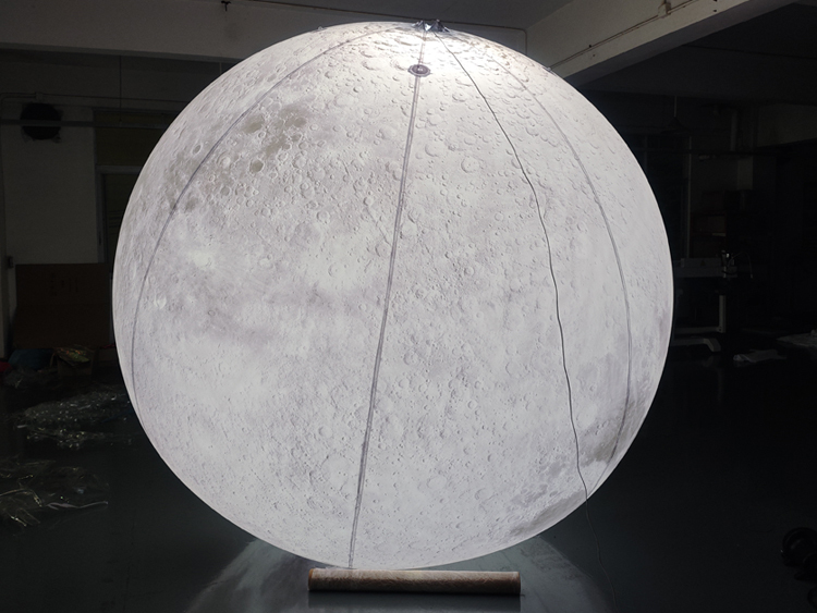 reusable for indoor & outdoor events Giant LED Inflatable Moon Ball | Soft Pale Lunar White Art Installation