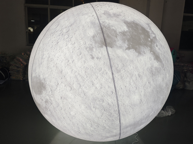 reusable for indoor & outdoor events Giant LED Inflatable Moon Ball | Soft Pale Lunar White Art Installation