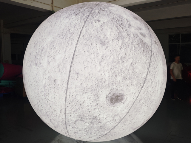 reusable for indoor & outdoor events Giant LED Inflatable Moon Ball | Soft Pale Lunar White Art Installation