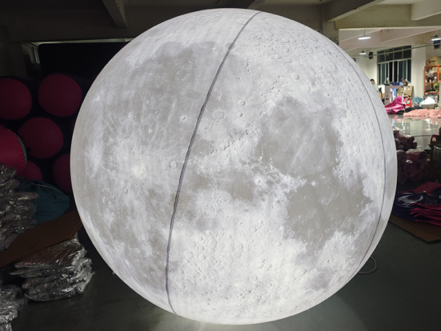 reusable for indoor & outdoor events Giant LED Inflatable Moon Ball | Soft Pale Lunar White Art Installation