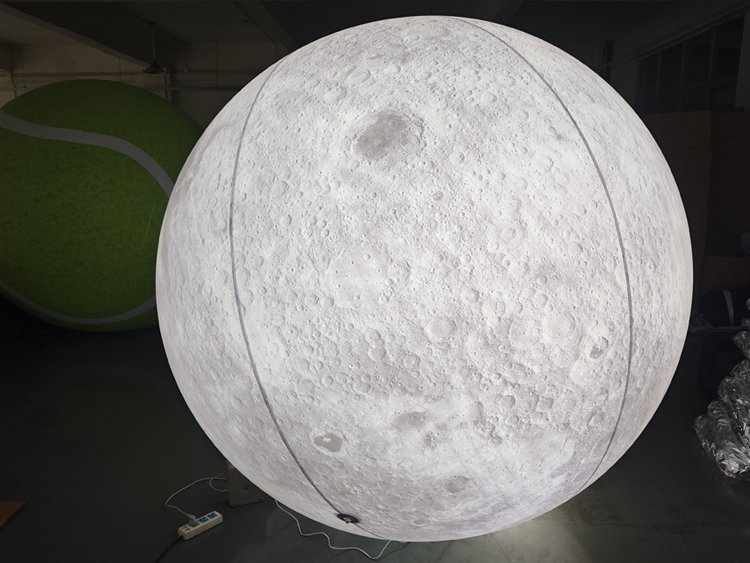 reusable for indoor & outdoor events Giant LED Inflatable Moon Ball | Soft Pale Lunar White Art Installation