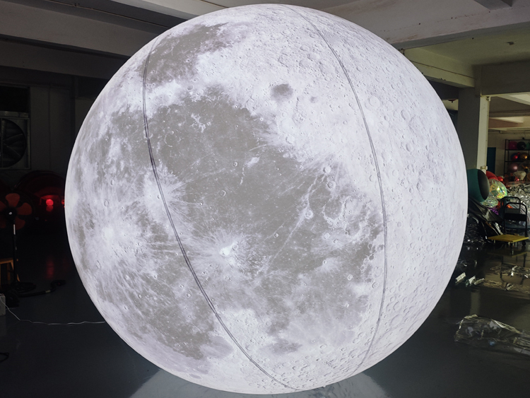 reusable for indoor & outdoor events Giant LED Inflatable Moon Ball | Soft Pale Lunar White Art Installation