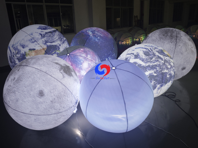 reusable for indoor & outdoor events Giant LED Inflatable Moon Ball | Soft Pale Lunar White Art Installation