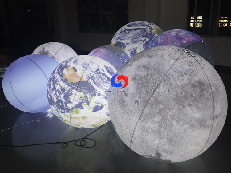 reusable for indoor & outdoor events Giant LED Inflatable Moon Ball | Soft Pale Lunar White Art Installation