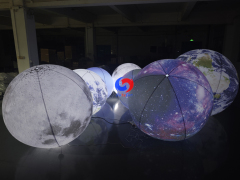 reusable for indoor & outdoor events Giant LED Inflatable Moon Ball | Soft Pale Lunar White Art Installation