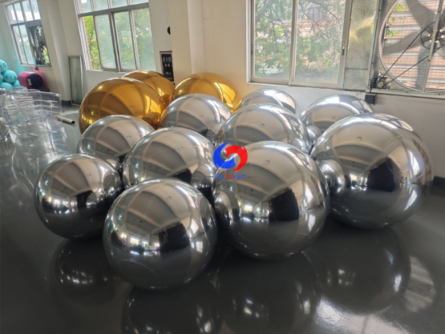 Modern wedding & brand launch events backdrop Stunning Silver & Black Inflatable Mirror Balls