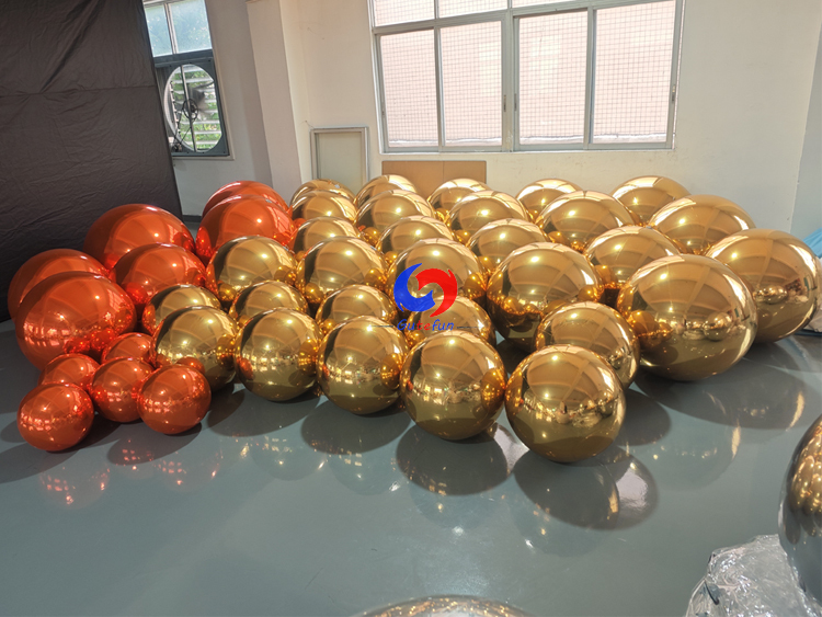 Modern wedding & brand launch events backdrop Stunning Silver & Black Inflatable Mirror Balls