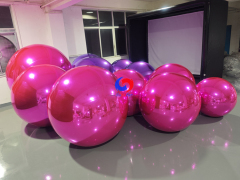 Modern wedding & brand launch events backdrop Stunning Silver & Black Inflatable Mirror Balls