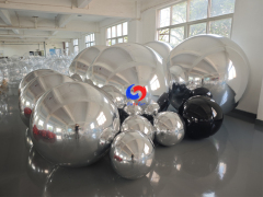 Modern wedding & brand launch events backdrop Stunning Silver & Black Inflatable Mirror Balls