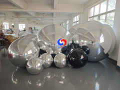 Modern wedding & brand launch events backdrop Stunning Silver & Black Inflatable Mirror Balls