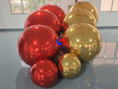 Modern wedding & brand launch events backdrop Stunning Silver & Black Inflatable Mirror Balls