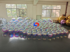 Matte Blush Pink, Metallic Gold & Metallic Purple inflatable decorative spheres for event installations