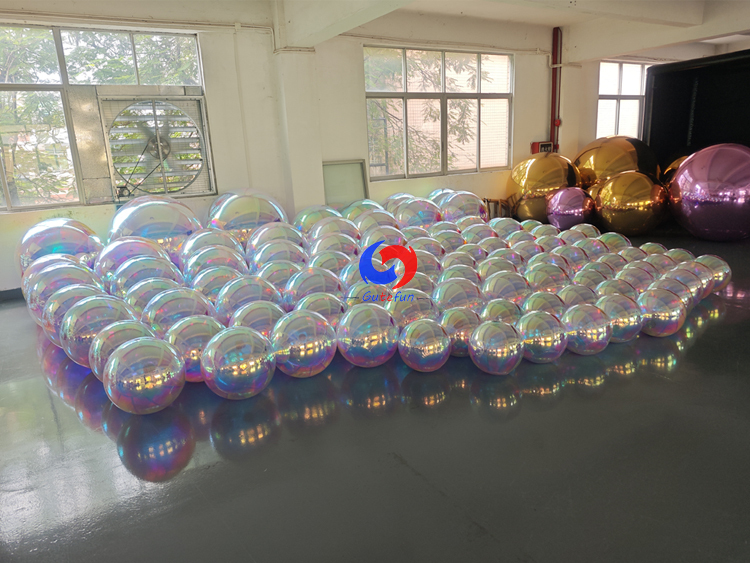 Event & wedding decoration Holographic Iridescent Inflatable Mirror Spheres