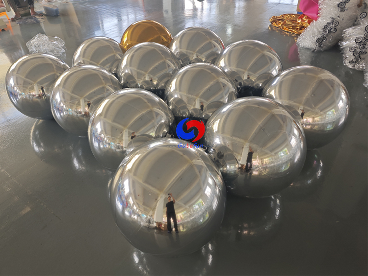 Matte Blush Pink, Metallic Gold & Metallic Purple inflatable decorative spheres for event installations