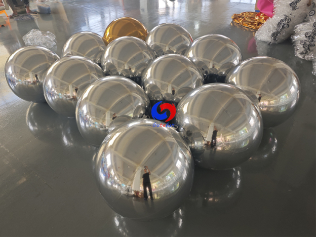 Matte Blush Pink, Metallic Gold & Metallic Purple inflatable decorative spheres for event installations