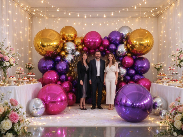 Black Mirror Inflatable Sphere | Moody & sophisticated glossy black mirror balls