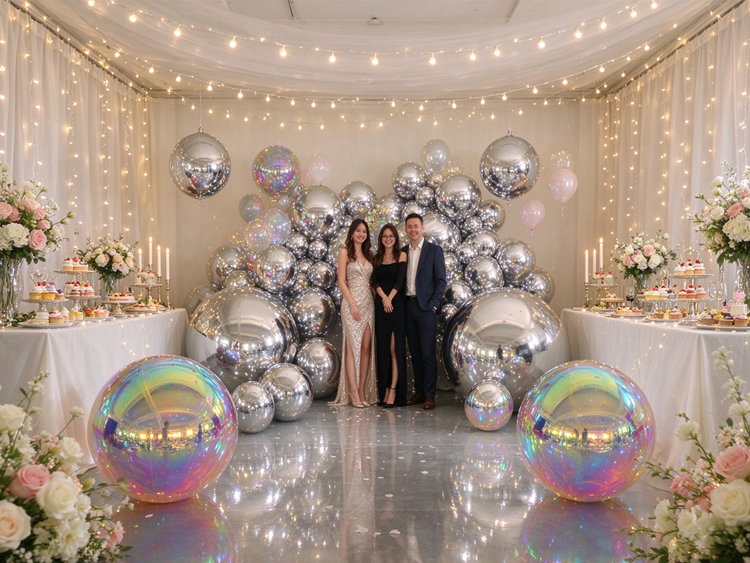 Inflatable Mirror Balls | Silver & Iridescent Holographic