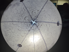 Giant LED inflatable moon ball realistic crater texture glowing white sphere for commercial event mall wedding installation