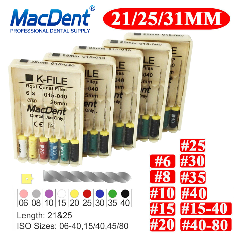 MacDent Yellow Dental Endodontics Hand Use Root Canal K-File
