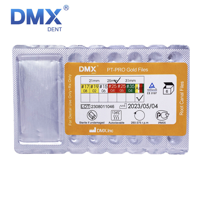 DMXDENT PT-Pro Gold Dental Endo Taper Root Canal Rotary NITI Files COXO Style 21mm / 25mm