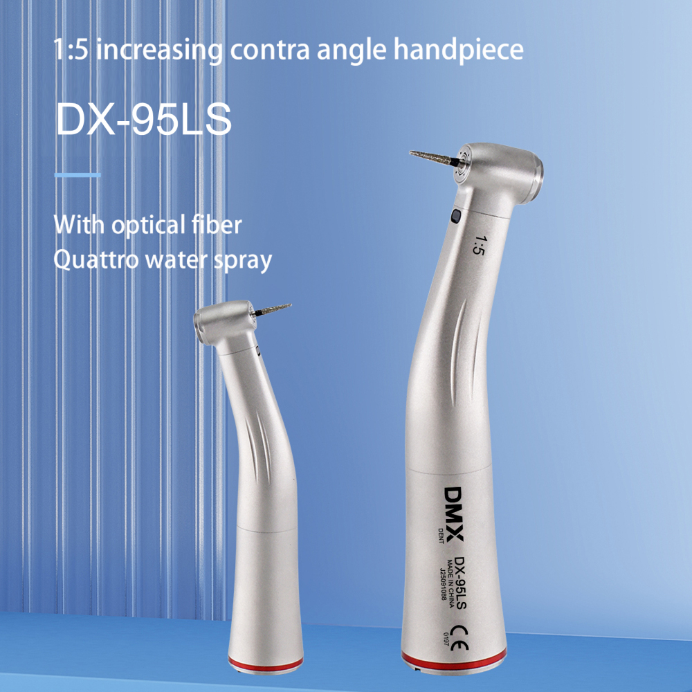 DMXDENT DX-95LS 1:5 Dental Increasing Fiber Optic Contra Angle Handpiece Fit NSK Electric Motor