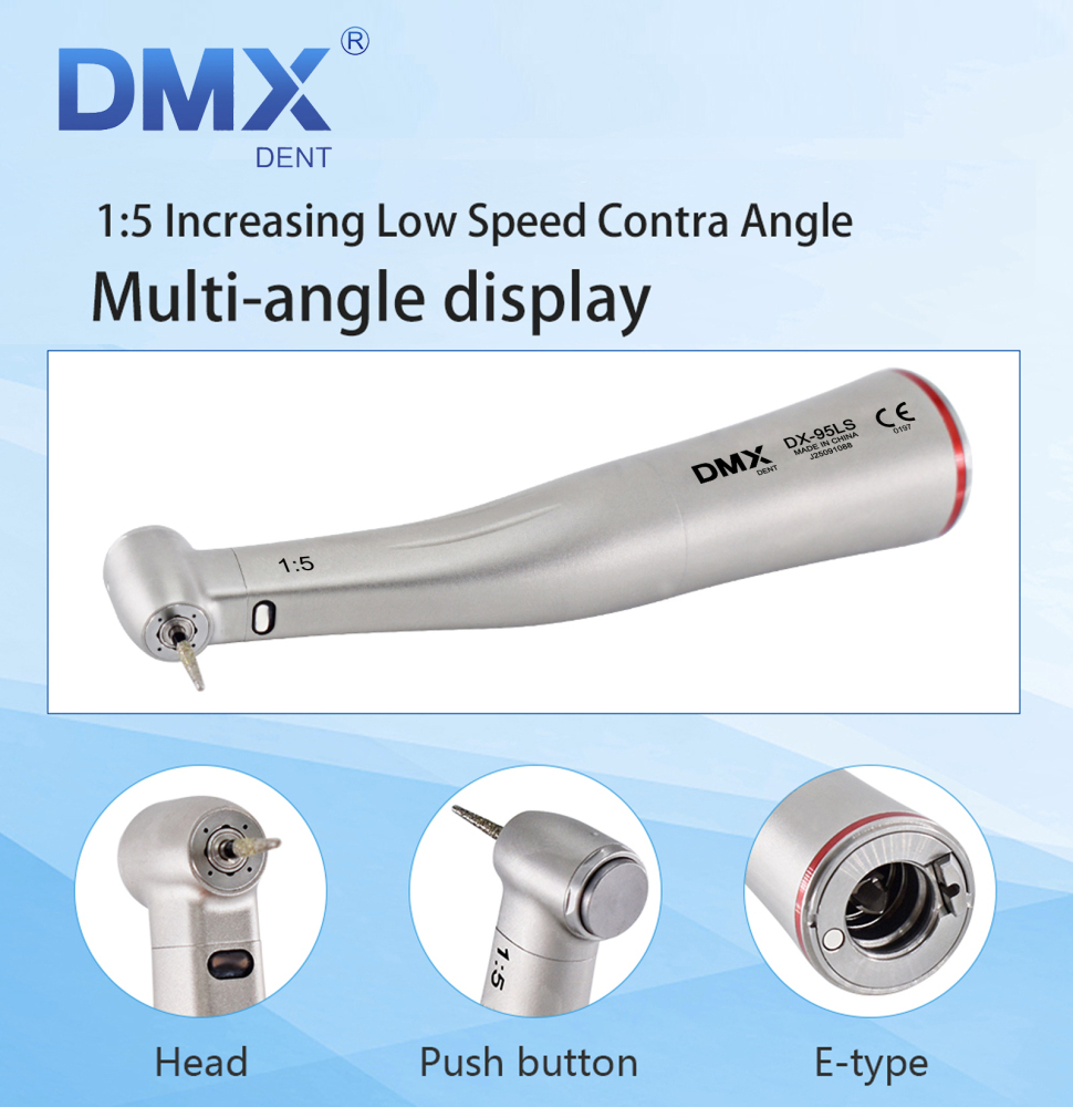DMXDENT DX-95LS 1:5 Dental Increasing Fiber Optic Contra Angle Handpiece Fit NSK Electric Motor