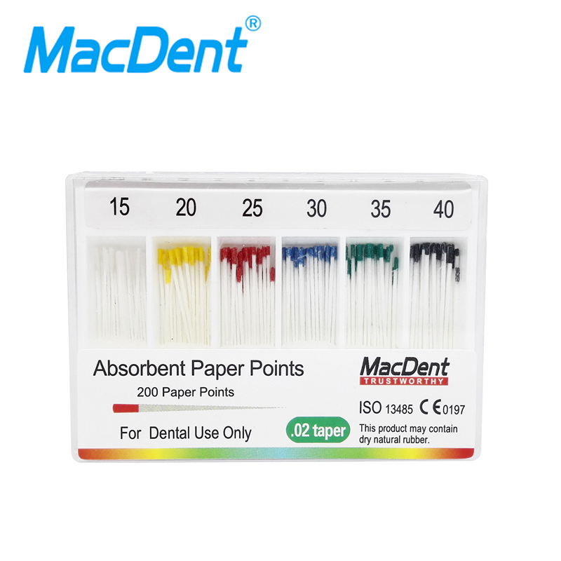 MacDent 0.02 Taper Dental Absorbent Paper Points #15-40 200pcs/pack