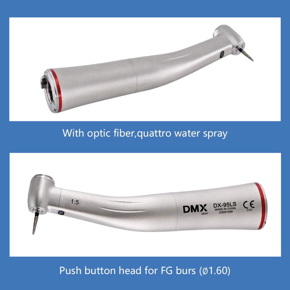 DMXDENT DX-95LS 1:5 Dental Increasing Fiber Optic Contra Angle Handpiece Fit NSK Electric Motor