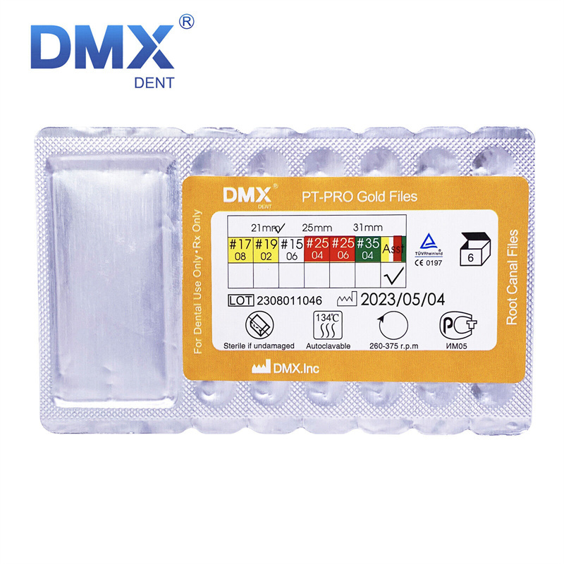 DMXDENT PT-Pro Gold Dental Endo Taper Root Canal Rotary NITI Files COXO Style 21mm / 25mm